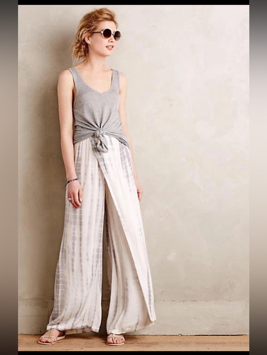 Anthropologie Pants - Anthropologie Mermaid Beachcomber Wide Leg Tie Dye  Gray And White Pants, Size M